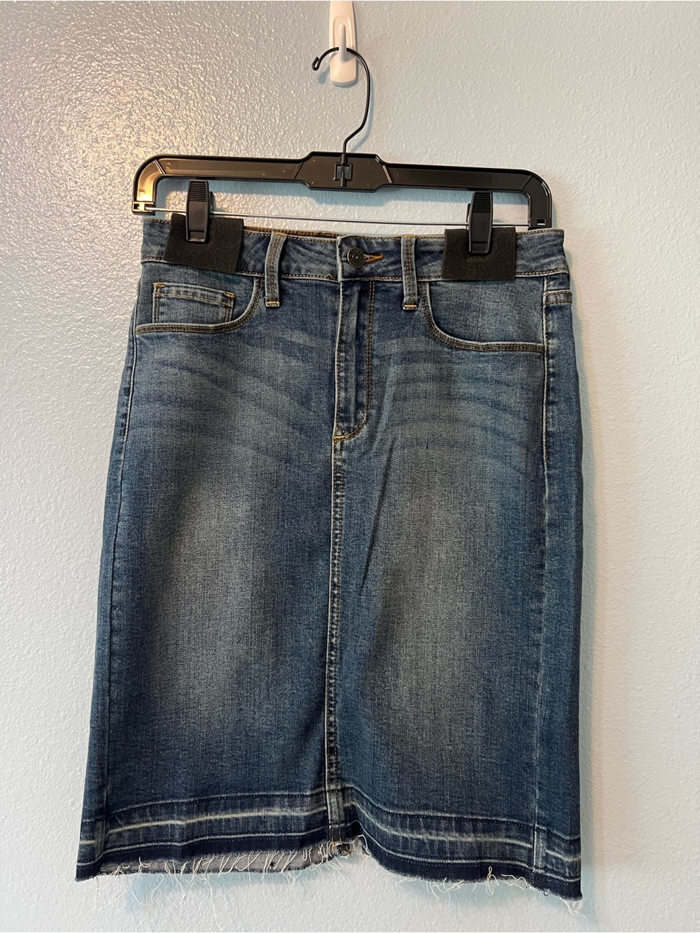 Love Culture Light Blue Denim Skirt with Contrast Stitching